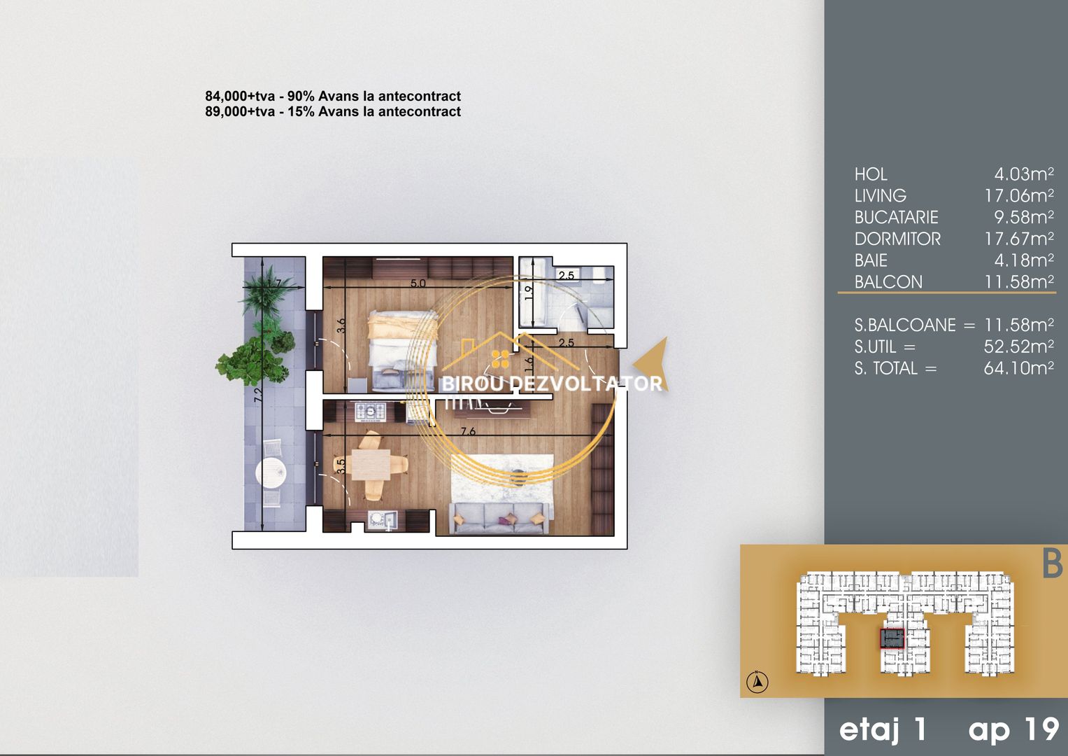 Pret promo Decomandat 8 minute de metrou Teclu TVA 9% mutare rapida - Poză 2