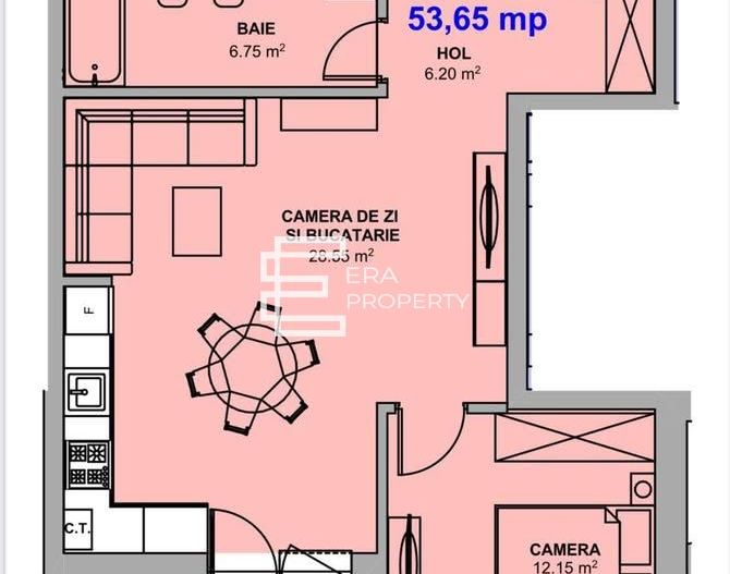 Apartament 2 camere | intabulat |Șelimbăr – Doamna Stanca | 54 mp | - Schiță 11