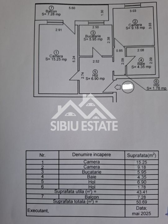 Apartament decomandat cu 2 camere, balcon, etaj 3, recent renovat, -Sibiu - Poză 9