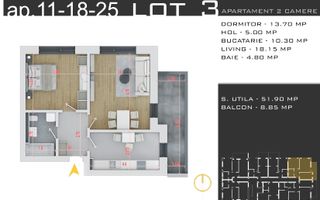 Decomandat Bucatarie mare Vedere libera titan pallady metrou Teclu - Schiță 4