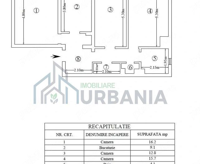 Apartament 3 camere decomandat, Frumoasa, 71 mp, 2 băi, mobilat, utilat, boxă - Poză 10
