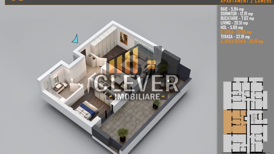 Apartament 2 Camere cu terasa de 34 mp și Comision 0%, Pallady - Schiță 8