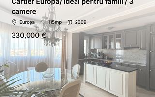 Cartier Europa/ Ideal pentru familii/ 3 camere - Poză 1