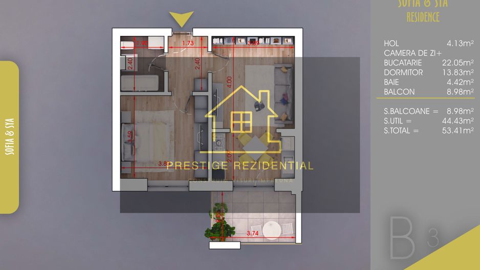 Apartament 2 camere, Loc parcare, Comision 0, Metrou,Pallady - Poză 1