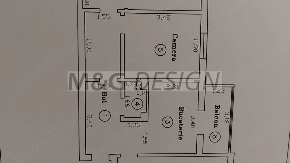 Apartament 3 camere decomandat cu centrala - Schiță 10