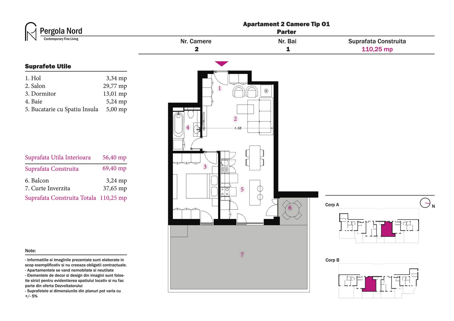 Apartament Tip O1, parter - Poză 2
