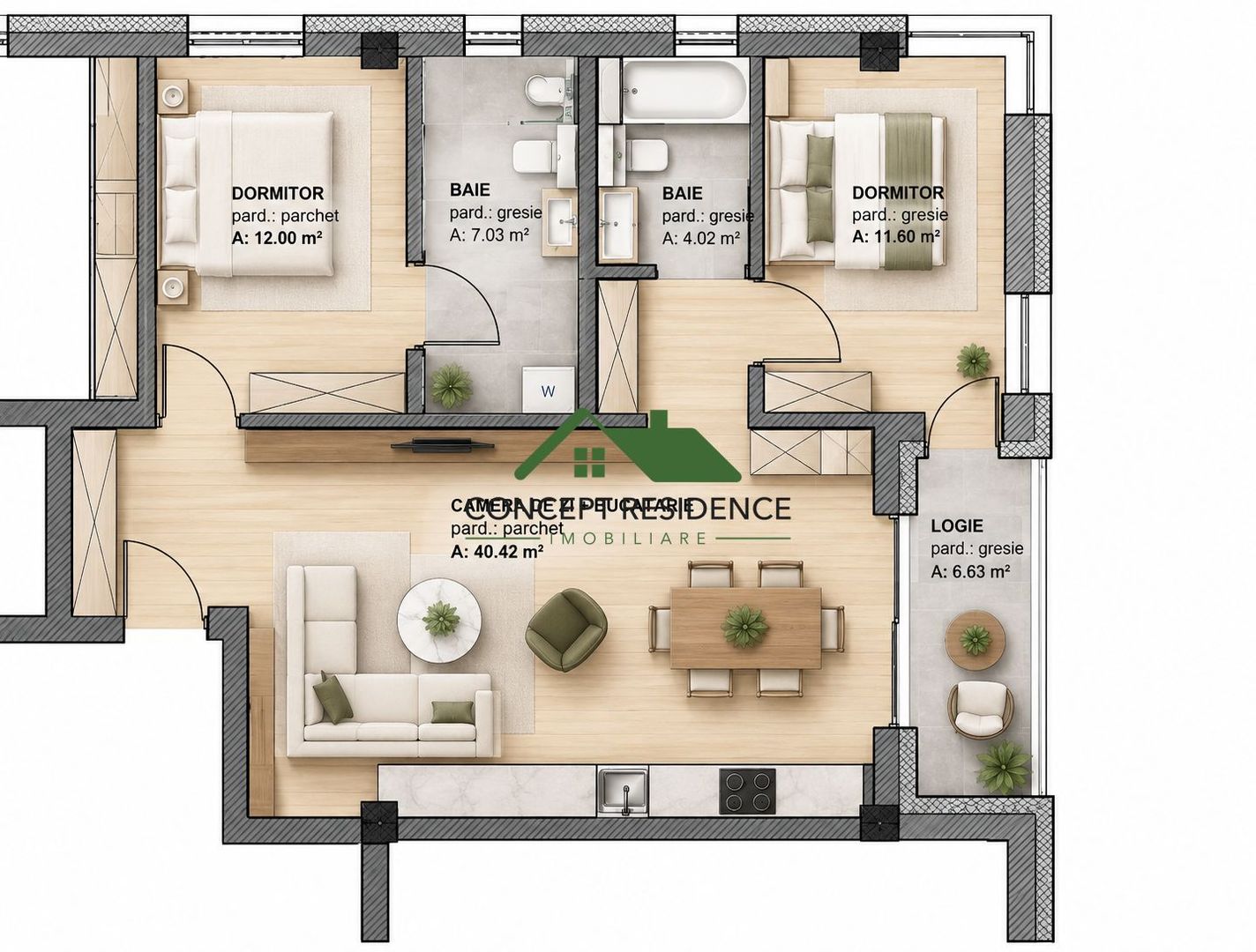 Apartament 3 camere | Millenium Plaza – Centrul Vechi | Comision 0% - Poză 1