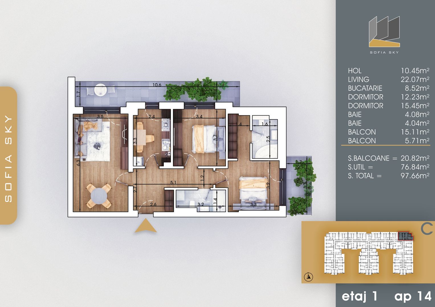 3 camere decomandat  Titan Pallady 700 metri Metrou N. Teclu - Schiță 1