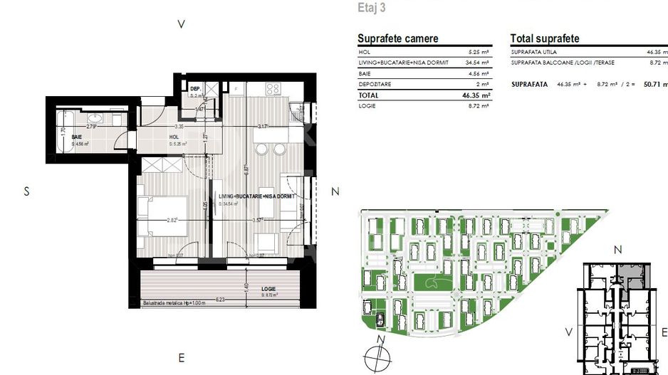 Apartament cu 2 camere ,Coresi Avantgarden - Schiță 6