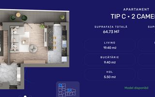 Apartament 2CD, 63.34mp - Poză 2
