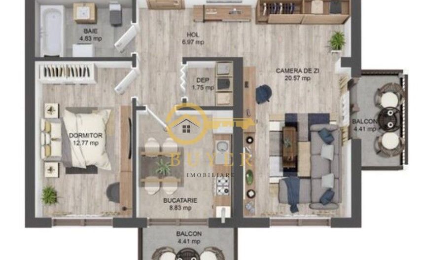 Apartament cu 2 cam-56 mp, pe Brana- Finisat la cheie + loc de parcare - Poză 3