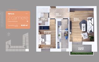 Apartament 2 camere Auchan Titan-Liviu Rebreanu-Sector 3 - Schiță 14