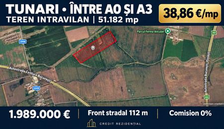 Teren intravilan Tunari | 51.182 mp | 38,86 €/mp | Comision 0%