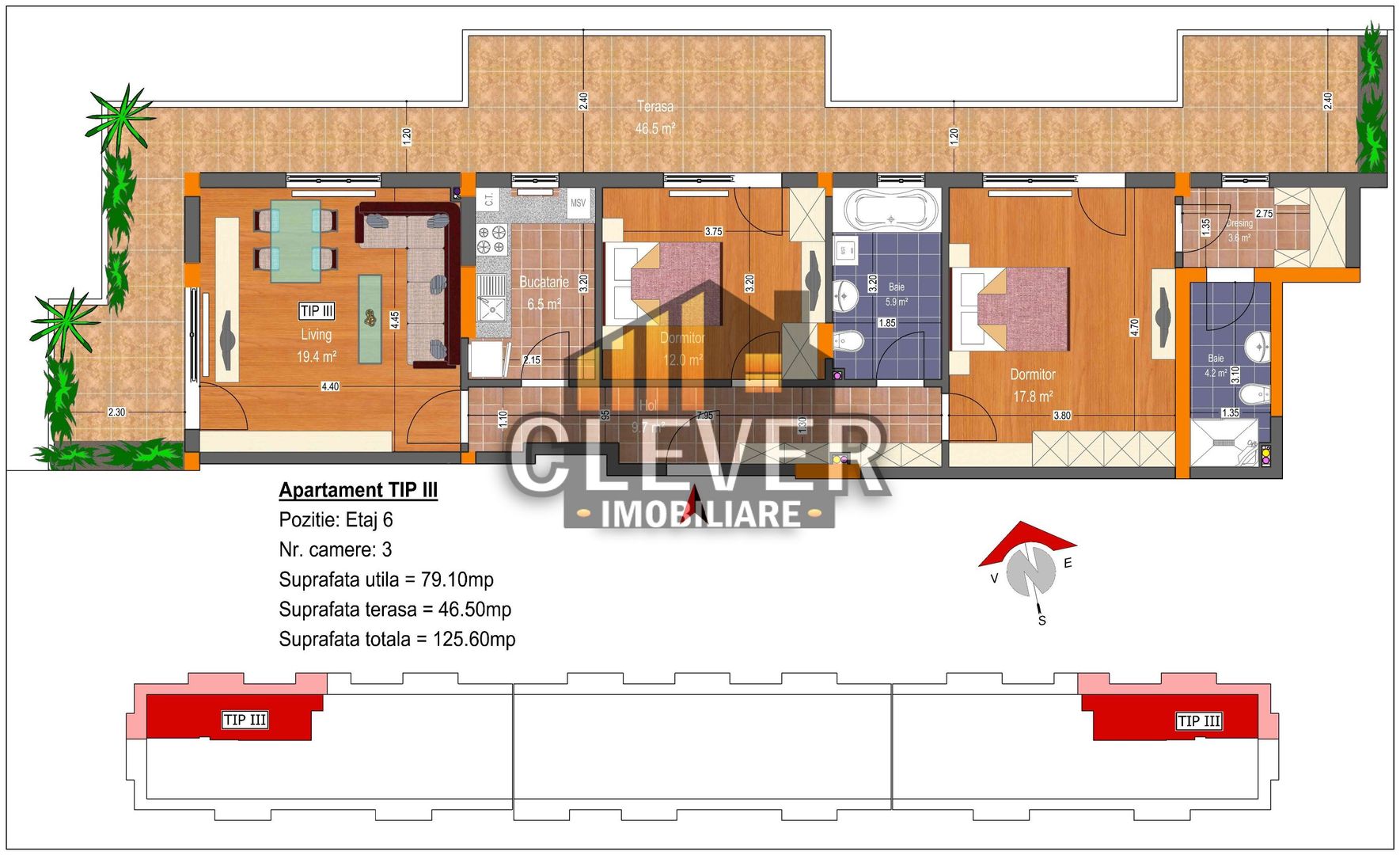 Apartament Deosebit_3 camere decomandate_Terasa 40 mp - Poză 1