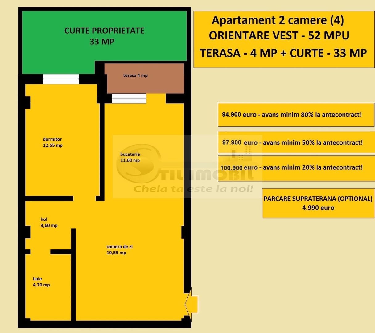 Apartament 2 camere nou, vanzare in Iasi Valea Lupului, curte proprie - Poză 2