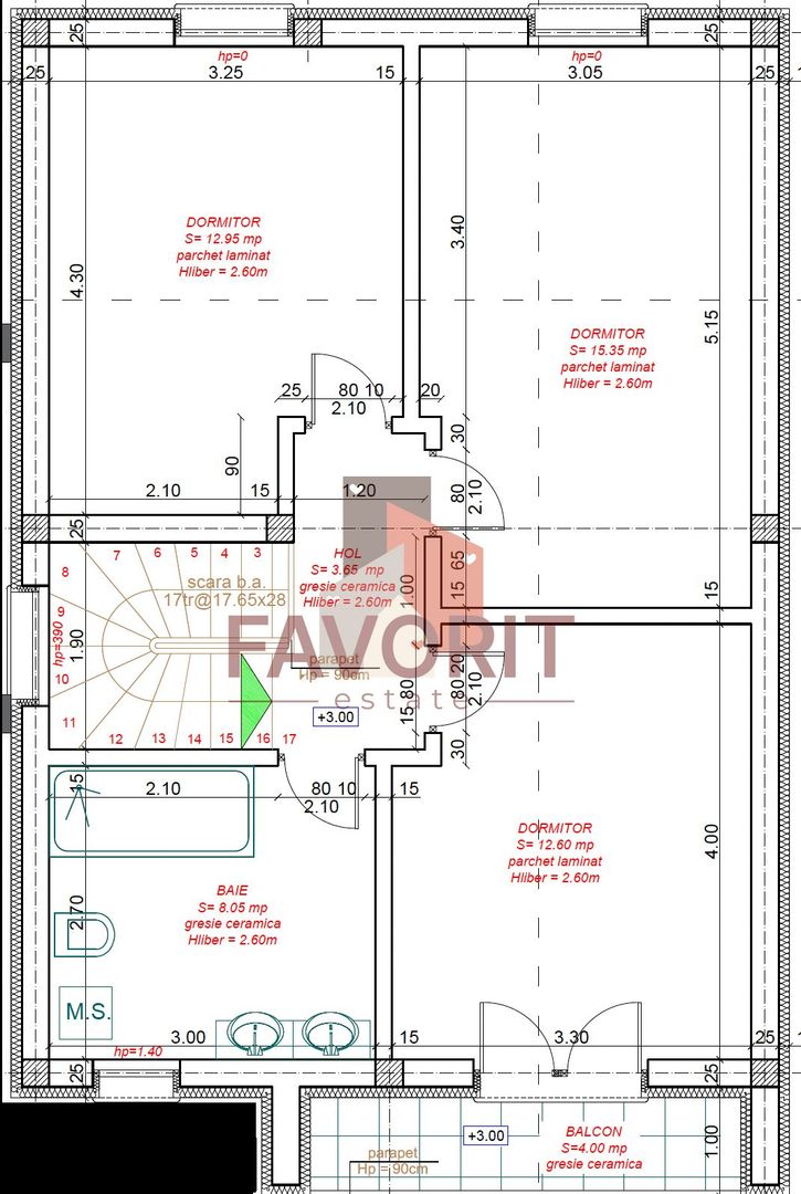 Duplex 5 camere ,despartit prin camera tehnica, finisat la cheie in Mosnita - Schiță 18