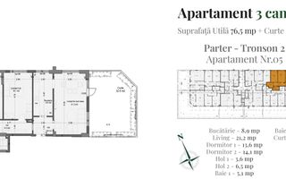 Apartament 3 Camere cu Curte Privată | Metrou Nicolae Teclu - Schiță 12
