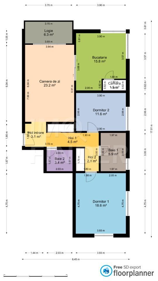3 Camere Bloc Vila 100mp cu 2 parcari zona Campului - Poză 6