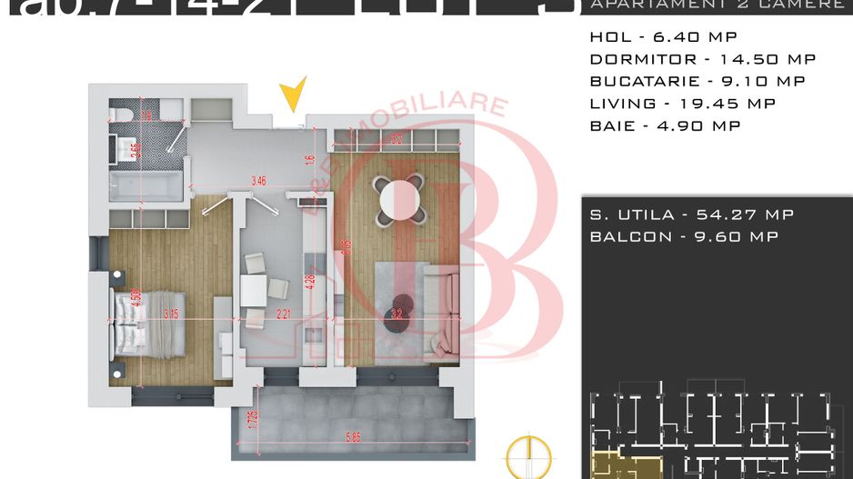 2 camere decomandat -Theodor Pallady-Metrou Nicolae Teclu - Schiță 13