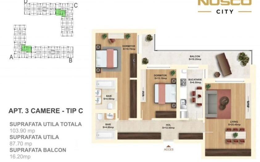 Apartament de lux - 3 camere - Nusco City - parcare subterană disponibilă - Poză 1