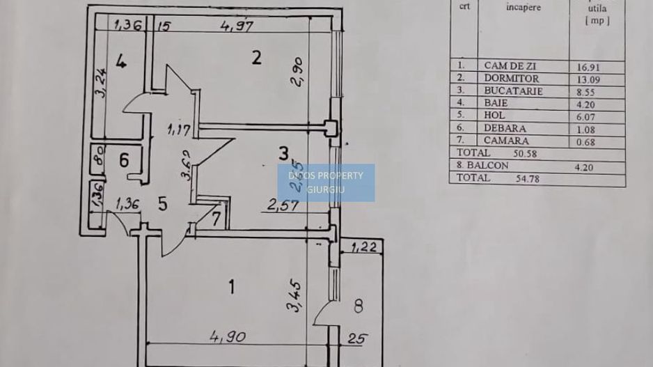 Apartament 2 camere, decomandat – Zona Centrală, bloc Lumina - Schiță 11