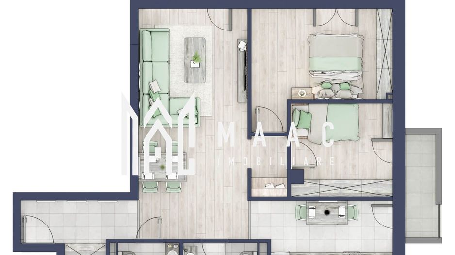 Apartament 3 camere | Balcoane 15.1 mp | Etaj 1 | Turnisor - Poză 1