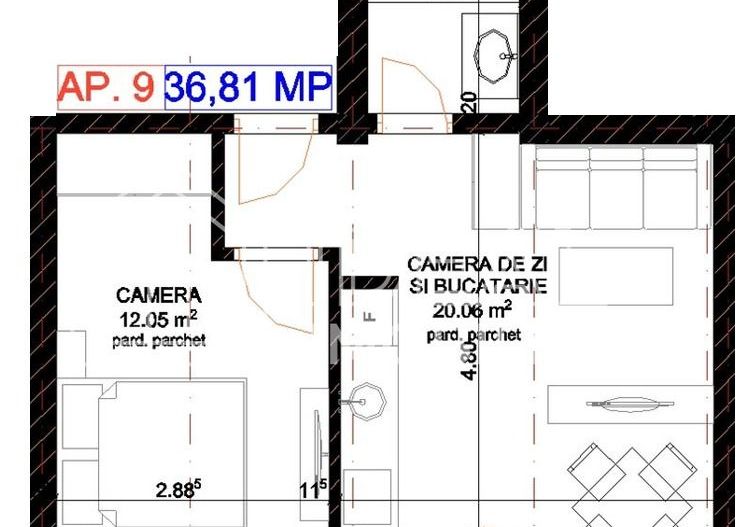 Garsoniera in zona Dedeman, Doamna Stanca - Schiță 3