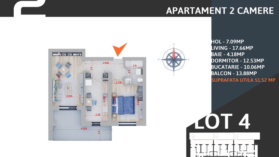 Oferta Lansare 2 camere decomandat parcare inclusa Titan Pallady Metrou Teclu - Schiță 5