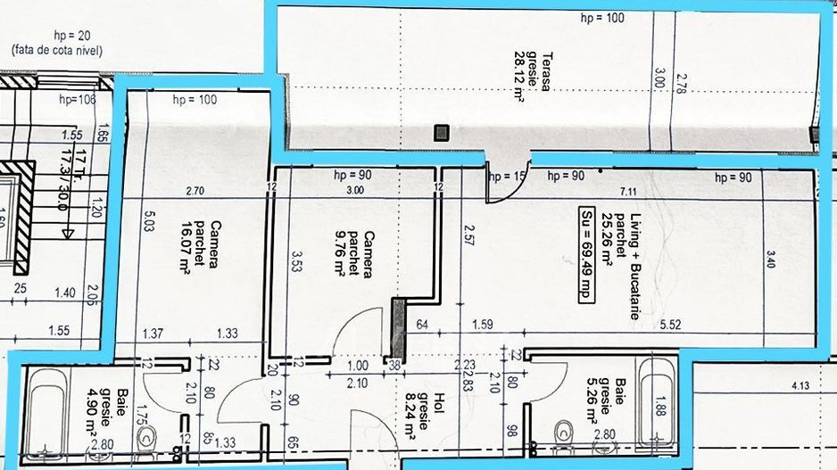 NOU! Apartamente cu 2-3 camere, semifinisat, balcon /terasa, zona VIVO - Poză 13