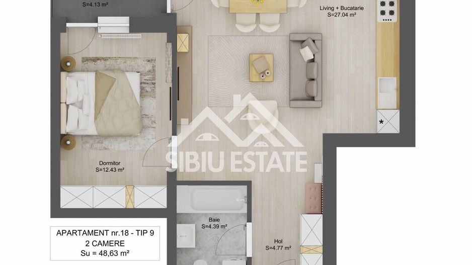 Apartament 2 camere, Doamna Stanca, Selimbar - Poză 2