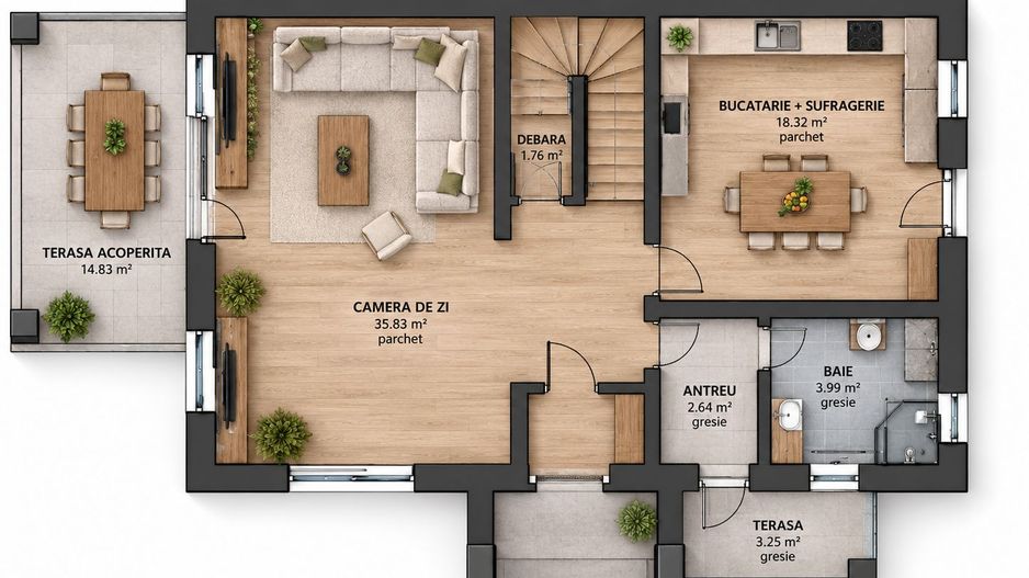 Casă singur în curte, materiale premium Corunca (4camere) - Poză 3