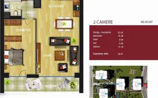 De Închiriat 2 camere InCity Residence, etaj 6, Terasa ,Loc de  Parcare - Poză 14