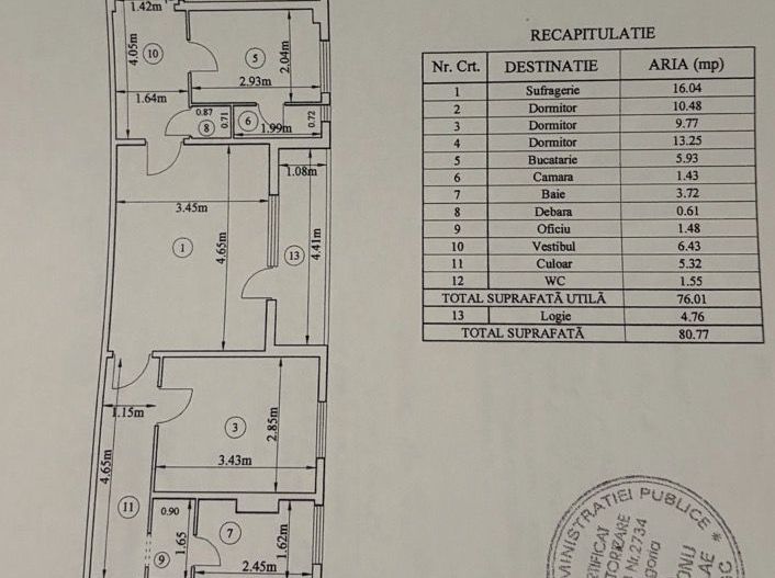 Apartament 4 camere bloc anvelopat Apusului, Pacii, Militari - Schiță 3