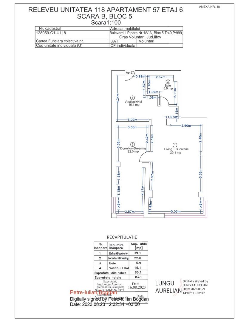 Apartament 2 camere complet renovat | Design modern | 83 mp utili - Schiță 11