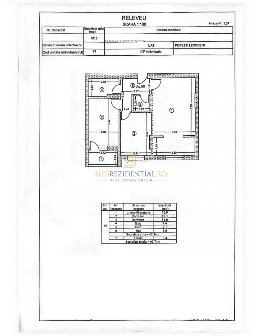 Apartament 3 camere mobilat si utilat la doar cateva minute de metrou - Schiță 8