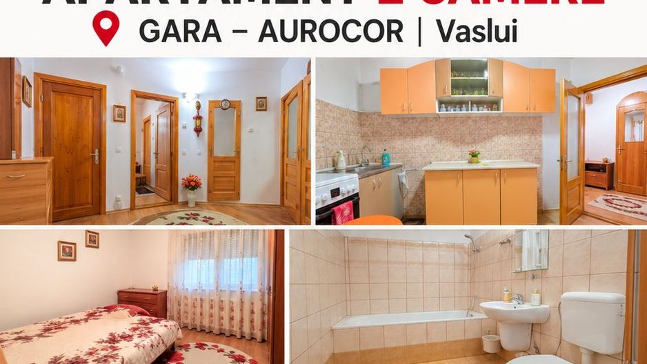 Apartament cu 2 camere, mobilat și utilat, cu GARAJ, VASLUI - zona AUROCOR GARĂ; - Poză 1