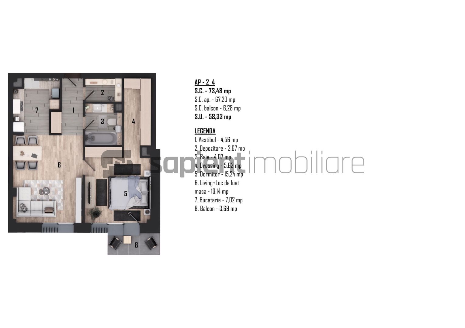 Apartament nou, modern cu 2 camere - Ultracentral -  Cuza Voda - Poză 3