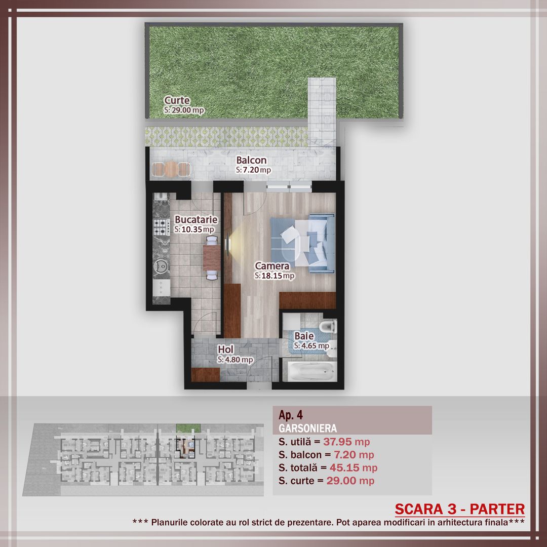 Garsoniera cu gradina -oferta lansare proiect Pallady - Schiță 1