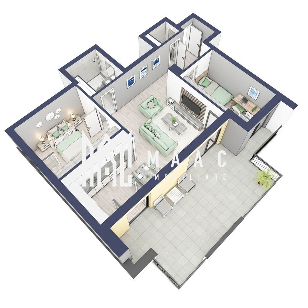 Apartament 3 camere | Balcoane 27.4 mp | Etaj 3 | Turnisor - Poză 5