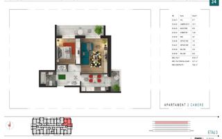 Ap 2 camere modern, bucătărie închisă, Pallady - Schiță 6