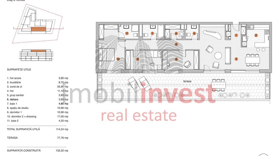 Apartament 4 camere de vanzare Pipera in bloc cu vedere la lac - Schiță 4
