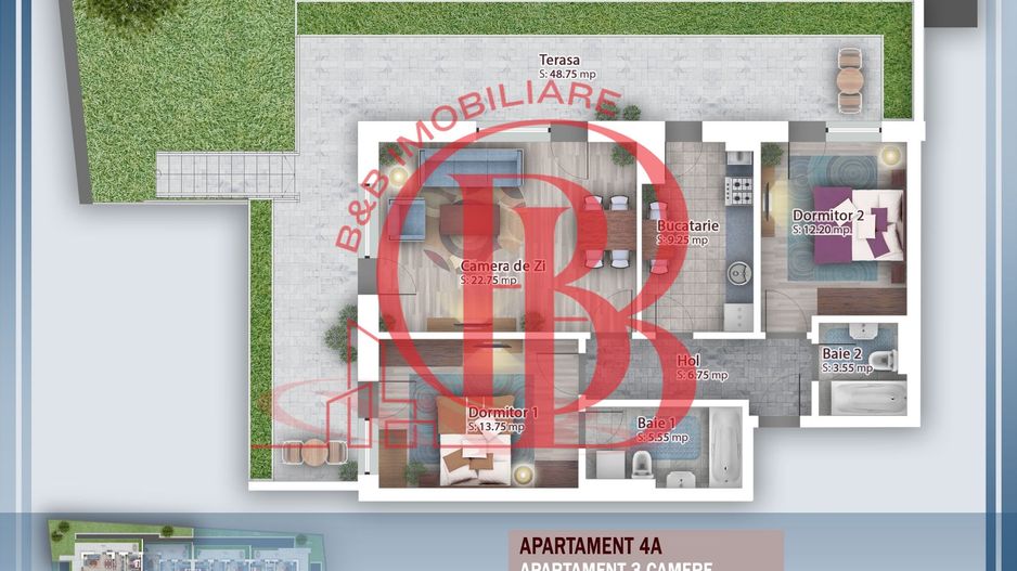 Oferta Lansare 3 camere cu gradina incalzire pardoseala - Schiță 1