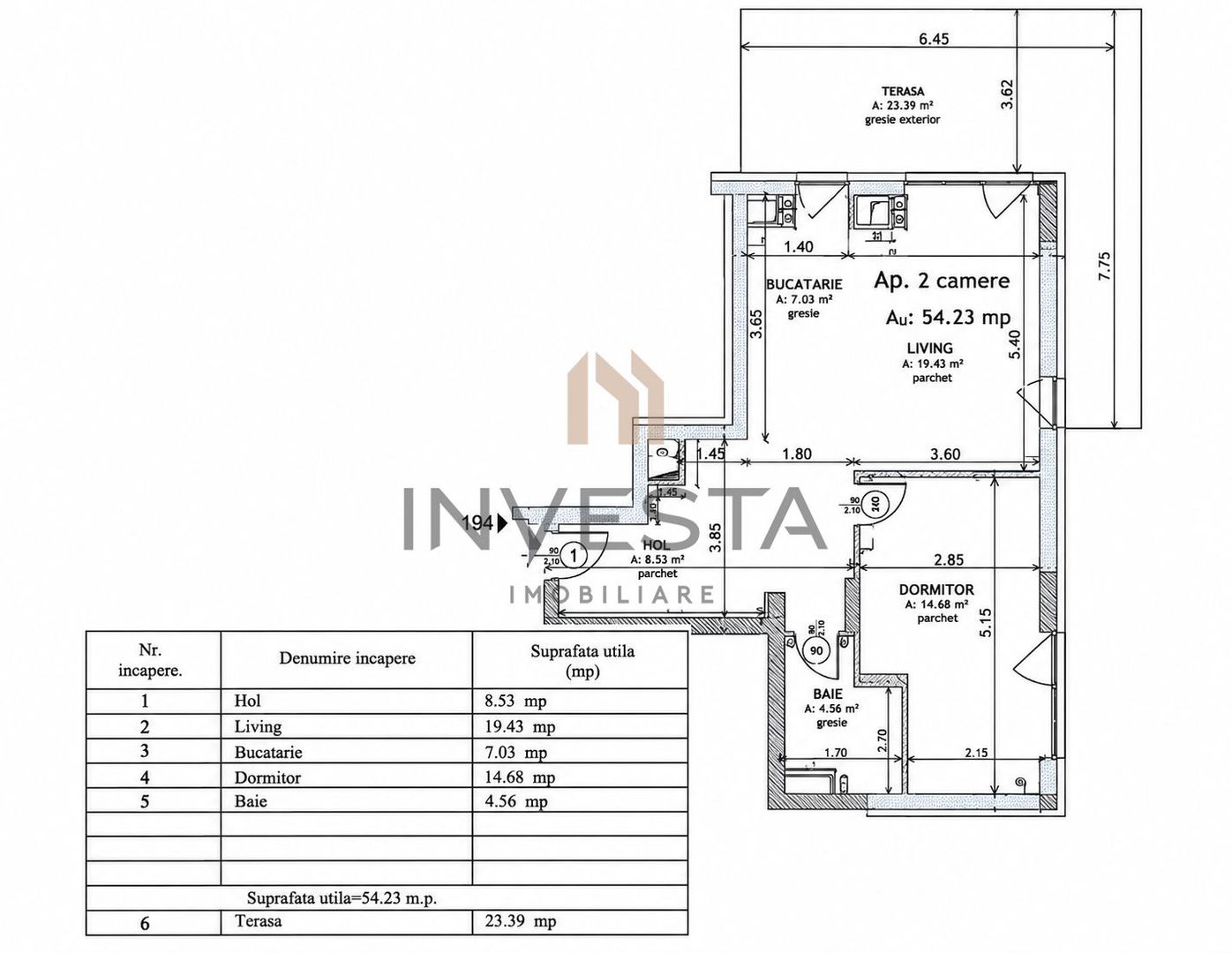 Apartament cu 2 camere, vedere panoramica, Grand Park Residence - Schiță 11