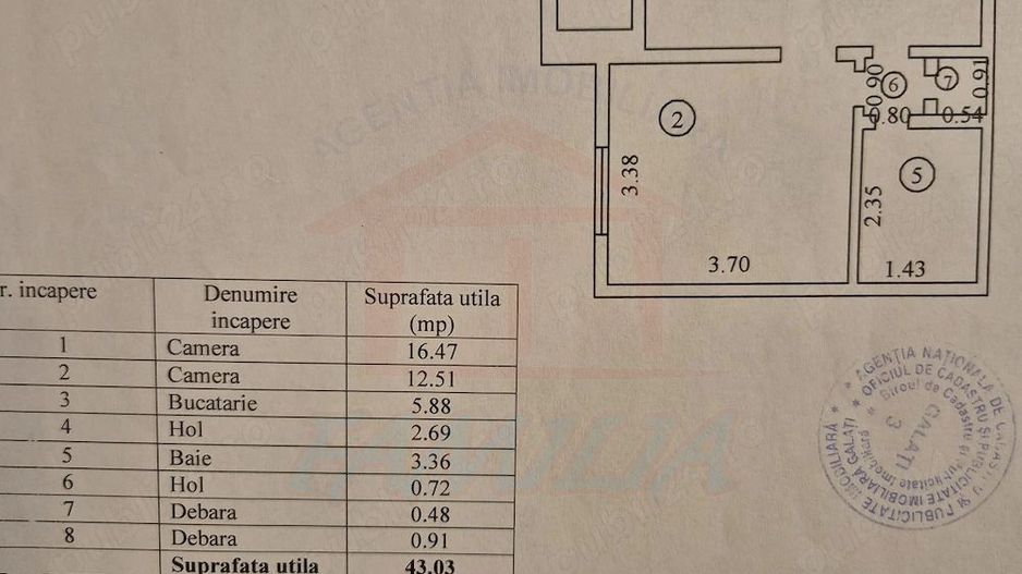 Apartament 2 camere de vânzare, 49 mp, Galati, Țiglina 2, etaj 3/4 - Poză 11