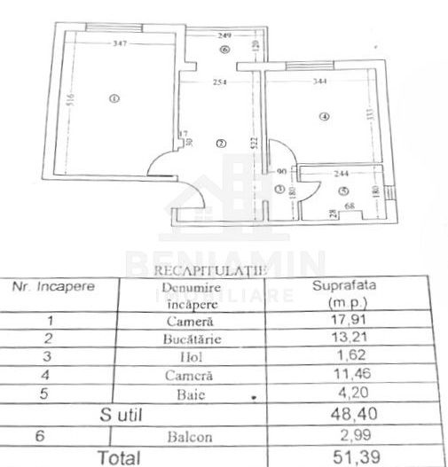 2 Camere decomandat etaj 1 49mp 1 Mai Centrala AC - Schiță 7
