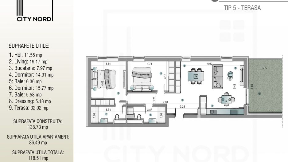 Alege exclusivitate: penthouse 3 camere, terasă 32 mp, comision 0% - Poză 8