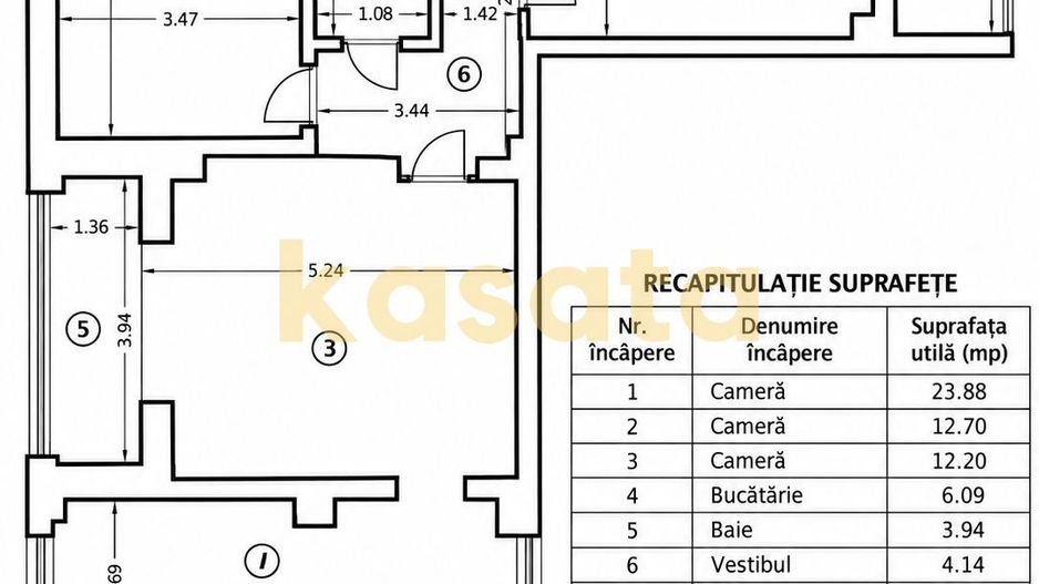 APARTAMENT 3 CAMERE | 72MP  | IANCULUI-MEGA MALL | CENTRALA | RENOVAT - Schiță 15