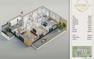 3 camere finalizat proiect Exclusivist cu piscina proprie - Schiță 1