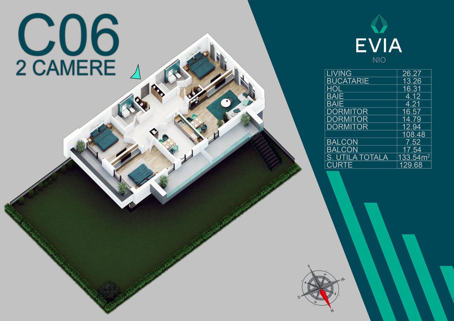 4 camere cu gradina proiect premium - Metrou nicolae Teclu - Schiță 6