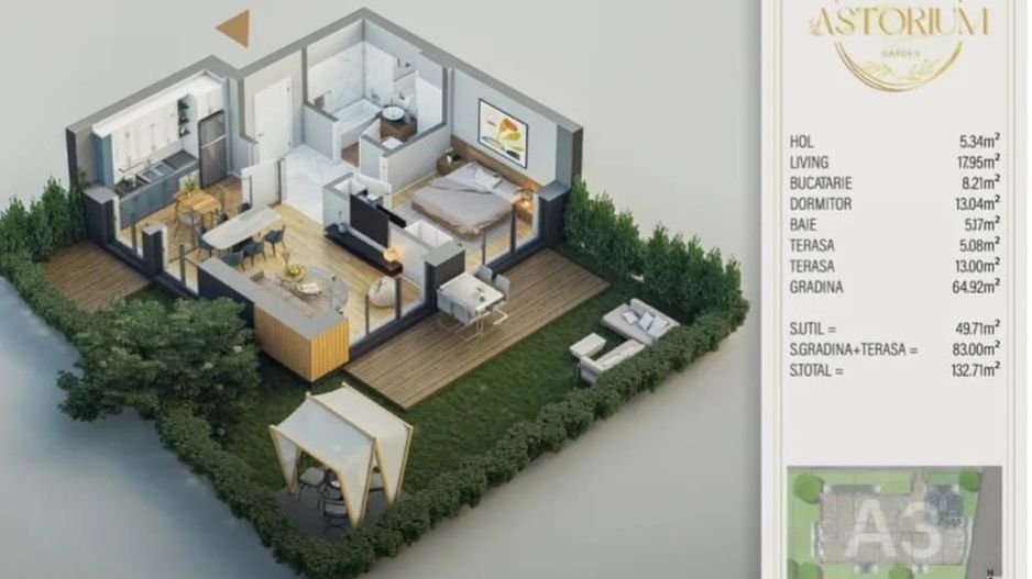 AP 2CAM.+GRADINA,PROIECT FINALIZAT ASTORIUM GARDEN. COMISION0%! - Poză 1